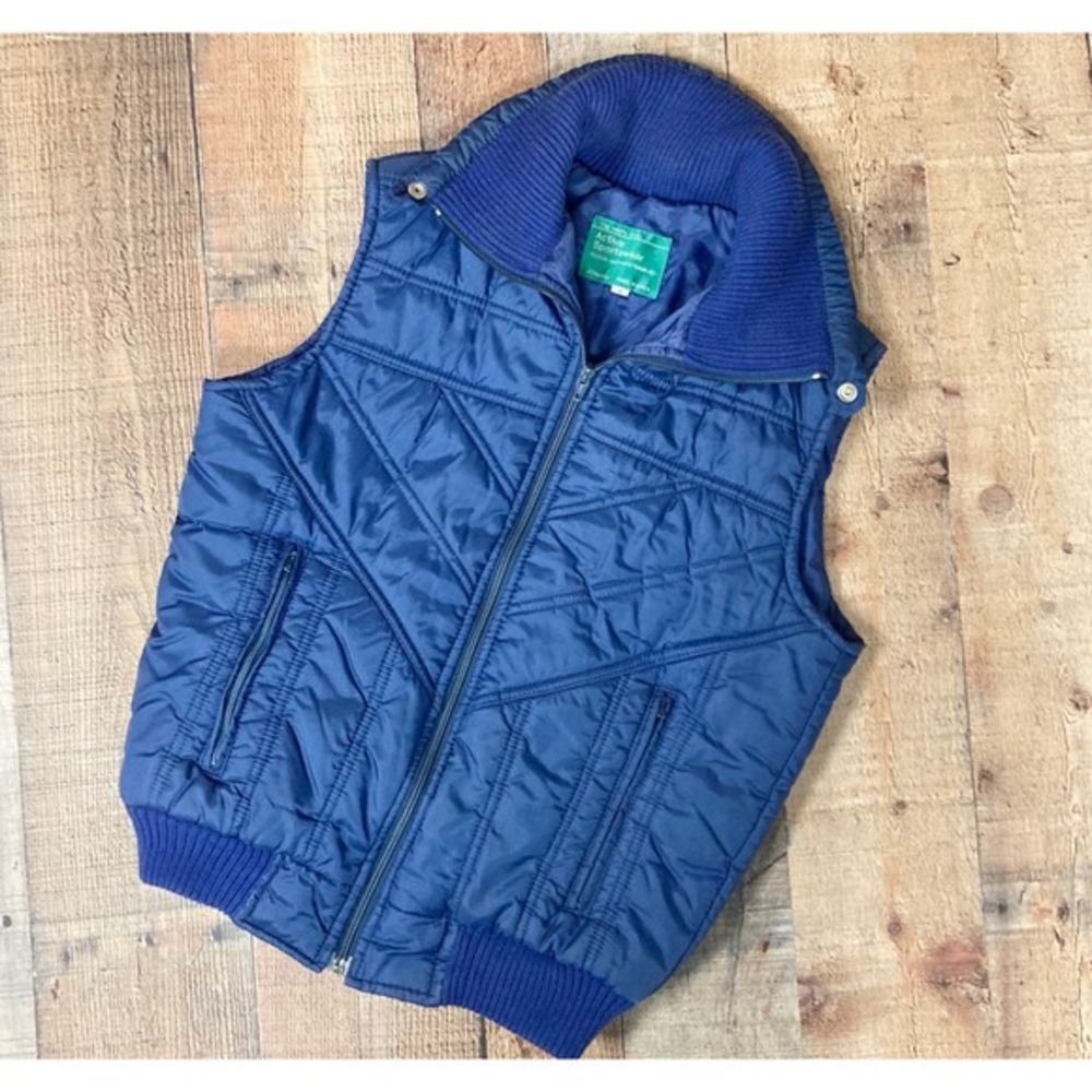 Vintage‎ JCPenney Active Sportswear Navy Blue Quilted Puffer Vest Mens Small